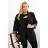 Moteriškas Plus Size švarkas su leopardo rašto pamušalu, juodos spalvos