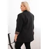 Moteriškas Plus Size švarkas su leopardo rašto pamušalu, juodos spalvos