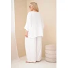 Moteriškas Plus Size viskozės komplektas su plačiomis kelnėmis ir palaidine, balta