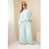 Moteriškas Plus Size viskozės komplektas su plačiomis kelnėmis ir palaidine, mėtų spalvos