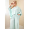 Moteriškas Plus Size viskozės komplektas su plačiomis kelnėmis ir palaidine, mėtų spalvos