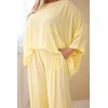 Moteriškas Plus Size viskozinis komplektas su plačiomis kelnėmis ir palaidine, geltonas
