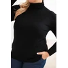 Moteriškas Plus Size viskozinis megztinis su golfu, juodos spalvos