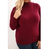 Moteriškas Plus Size viskozinis megztinis su golfu, burgundiškos spalvos