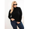 Moteriškas Plus Size viskozinis megztinis su golfu, juodos spalvos