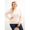Moteriškas Plus Size viskozinis megztinis aukštu kaklu, smėlio spalvos
