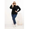 Moteriškas Plus Size viskozinis megztinis su golfu, juodos spalvos