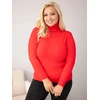 Moteriškas Plus Size viskozinis megztinis aukštu kaklu, raudonos spalvos