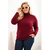 Moteriškas Plus Size viskozinis megztinis su golfu, burgundiškos spalvos