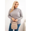 Moteriškas Plus Size viskozinis megztinis su golfu, pilkas
