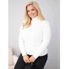 Moteriškas Plus Size viskozinis megztinis su golfu, ekru spalvos