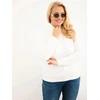 Moteriškas Plus Size viskozinis megztinis su golfu, ekru spalvos
