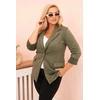 Moteriškas Plus Size viskozinis švarkas su apykakle, chaki spalvos