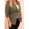 Moteriškas Plus Size viskozinis švarkas su apykakle, chaki spalvos