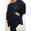 Moteriškas tamsiai mėlynas moheros pončas Plus Size