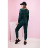 Moteriškas velūrinis komplektas su monograma, žalios spalvos