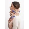 Moteriškas vilnonis šalikas su spalvotomis juostomis KN19, pudrinės rožinės spalvos