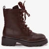 Moteriški aulinukai su dekoratyviniu raišteliu, šokolado rudos spalvos