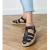 Moteriški juodi espadrilės sandalai su uždaru priekiu