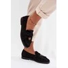 Moteriški juodi mokasinai su kutais ir karoliukais Teressa