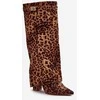 Moteriški leopardo rašto, rudi, iki kelių siekiantys aukštakulniai batai Portora