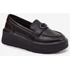 Moteriški mokasinai ant platformos odiniai juodi Vinceza