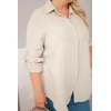 Moteriški Plus Size marškiniai iš muslino, tamsiai smėlio spalvos