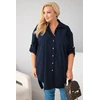 Moteriški Plus Size marškiniai iš viskozės, tamsiai mėlyni