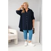 Moteriški Plus Size marškiniai iš viskozės, tamsiai mėlyni