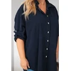 Moteriški Plus Size marškiniai iš viskozės, tamsiai mėlyni