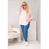 Moteriški Plus Size marškiniai su apykakle ir nėriniuota detale, tamsiai dulkėtos rožinės spalvos
