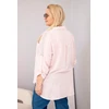 Moteriški Plus Size marškiniai su apykakle ir nėriniuota detale, tamsiai dulkėtos rožinės spalvos