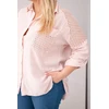 Moteriški Plus Size marškiniai su apykakle ir nėriniuota detale, tamsiai dulkėtos rožinės spalvos