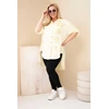 Moteriški Plus Size marškiniai su gėlių siuvinėjimu, geltoni