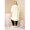 Moteriški Plus Size marškiniai su gėlių siuvinėjimu, geltoni
