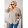 Moteriški Plus Size marškiniai su nėriniais ir apykakle, smėlio spalvos