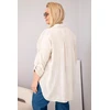 Moteriški Plus Size medvilniniai marškiniai su apykakle ir nėrinių įsiuvu, smėlio spalvos