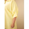 Moteriški Plus Size medvilniniai marškiniai su sagomis ir apykakle, geltoni
