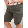 Moteriški Plus Size šortai su diržu, chaki spalvos
