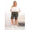 Moteriški Plus Size šortai su diržu, chaki spalvos