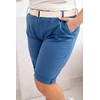 Moteriški Plus Size šortai su diržu, mėlynos spalvos