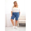 Moteriški Plus Size šortai su diržu, mėlynos spalvos