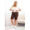 Moteriški Plus Size šortai su diržu, rudos spalvos