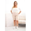 Moteriški Plus Size šortai su diržu, šviesiai smėlio spalvos