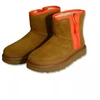 Moteriški UGG Classic Mini Zipper Tape Logo Kaštoniniai Sniego Batai - 1144034-CHE