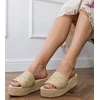 Moteriškos auksinės espadrilės šlepetės su platforma