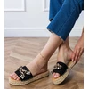Moteriškos juodos espadrilės šlepetės su kaspinu vasarai