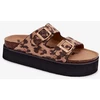 Moteriškos lakinės platforminės šlepetės su auksinėmis sagtelėmis Lee Cooper LCW-26-35-4459L, juodos