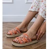 Moteriškos oranžinės espadrilės šlepetės su cirkoniais