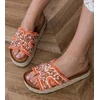 Moteriškos oranžinės espadrilės šlepetės su cirkoniais